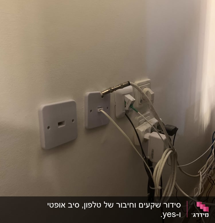 סידור שקעים וחיבור של טלפון, סיב אופטי ו-yes.